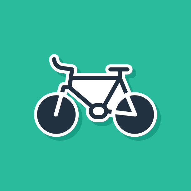 蓝色自行车图标孤立在绿色背景图片下载