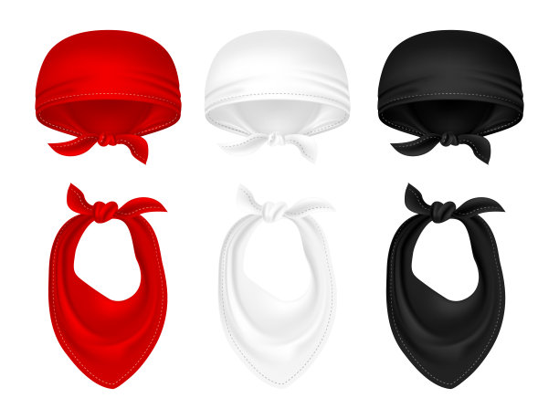 矢量组的头巾和颈部围巾孤立在白色的背景图片下载