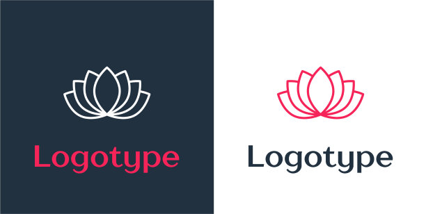 标志型线荷花图标孤立在白色图片下载