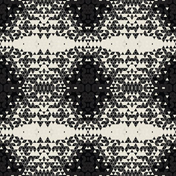 现代简单几何无缝图案背景三角形形状-黑色，白色。抽象和优雅的时尚设计纹理打印或数字纸。格子瓦马赛克图案。图片下载