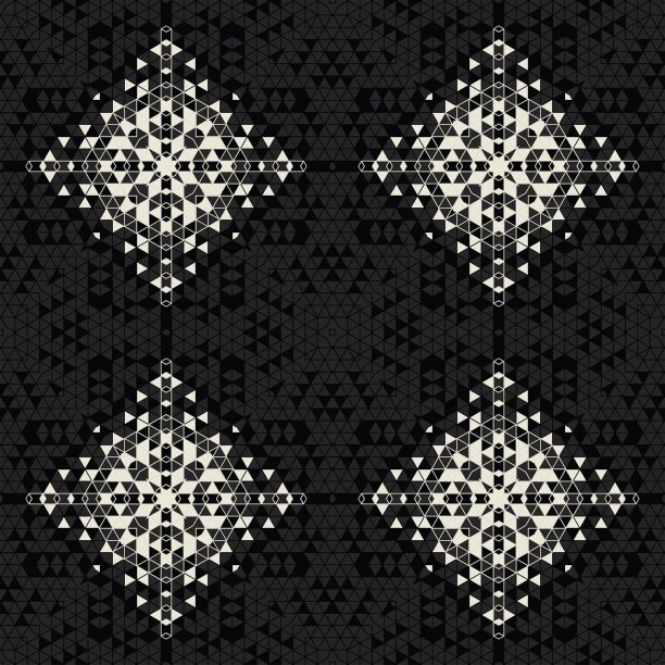 现代简单几何无缝图案背景三角形形状-黑色，白色。抽象和优雅的时尚设计纹理打印或数字纸。格子瓦马赛克图案。图片下载