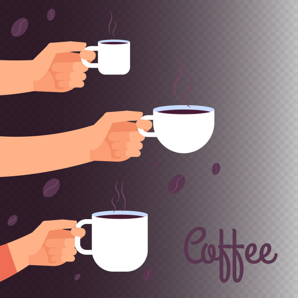 咖啡矢量横幅背景用手捧着杯中的热饮图片下载