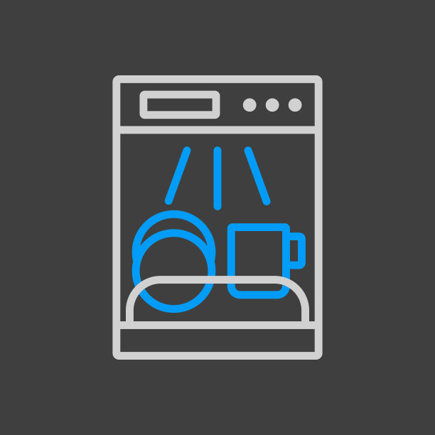 洗碗机矢量平面图标。电动厨房电器图片下载