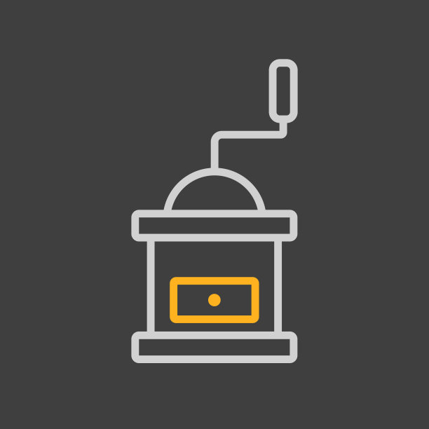 经典的咖啡研磨机在木箱矢量图标图片下载