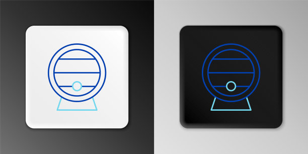 木桶放在架子上，旋塞图标孤立在灰色背景上。色彩斑斓的轮廓的概念。向量图片下载