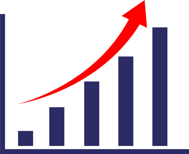 图表与增长箭头图标在白色背景图片下载