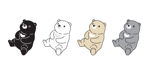 熊向量北极熊坐图标标志泰迪卡通人物符号插图涂鸦设计图片下载