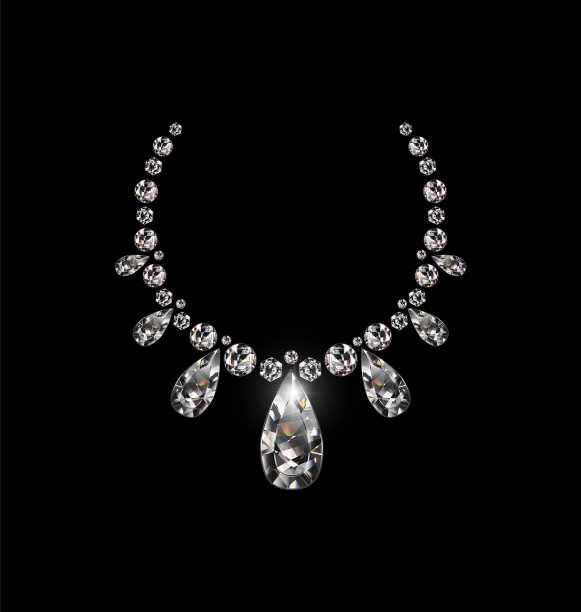 黑色背景和轻宝石钻石项链图片下载