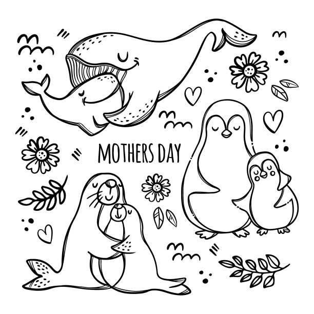 母亲节晚会单色卡通图片下载