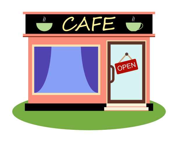 咖啡馆或咖啡店图标。建筑外观设计。矢量插图孤立。图片下载