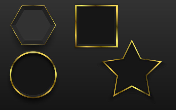 黑色和金色的几何形状在黑暗的房间图片下载