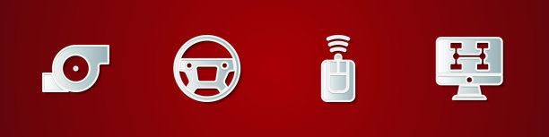设置汽车涡轮增压器，方向盘，汽车钥匙与汽车图标的远程和诊断条件。向量图片下载