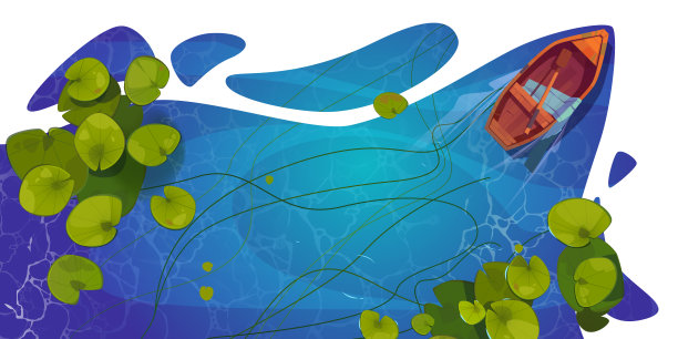 湖上木船俯视图，自然背景图片下载