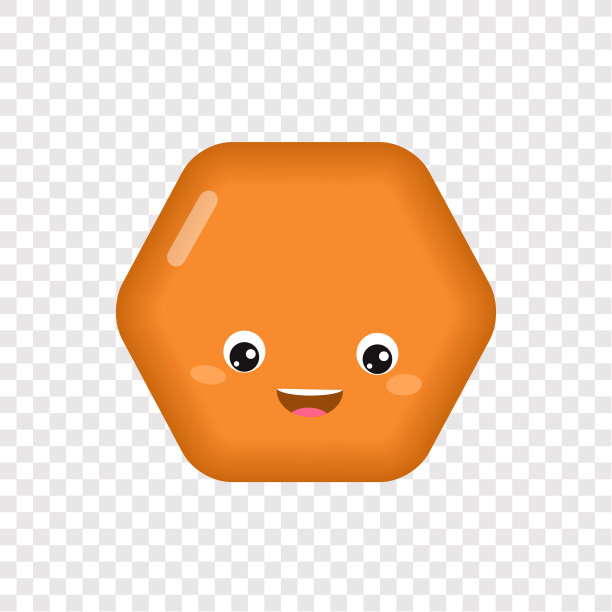 几何的儿童。在透明背景上分离的体积六边形。卡通风格图片下载