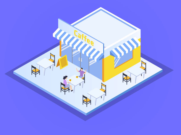 咖啡馆等距图片下载