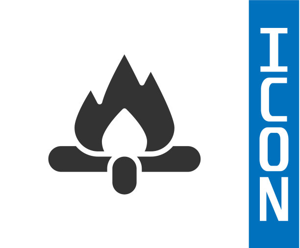 灰色篝火图标孤立在白色背景图片下载