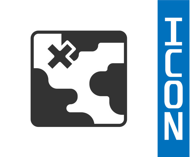 灰色非洲狩猎地图图标孤立在白色图片下载