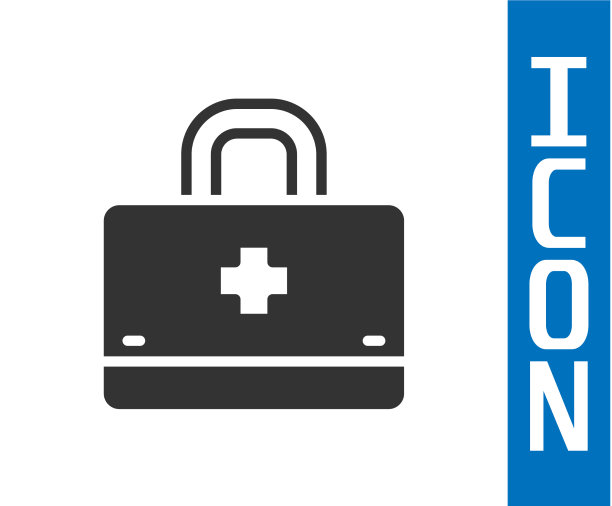 灰色急救箱图标隔离在白色上图片下载