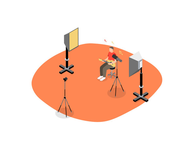 一名男子正在录制一段唱歌视频图片下载