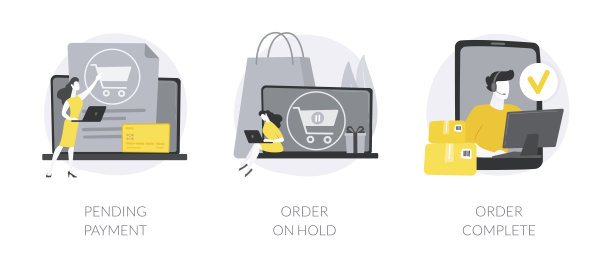 电子商务采购加工抽象概念矢量插图。图片下载