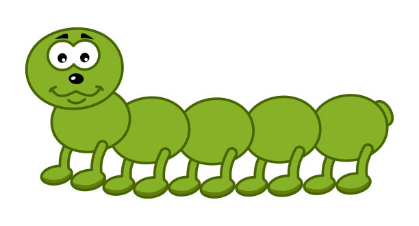 一只可爱的绿色小蜈蚣从花园里的插图里走出来图片下载