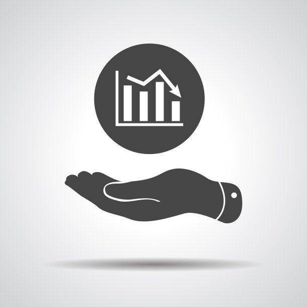 平的手显示图形的图标向下向量插图图片下载