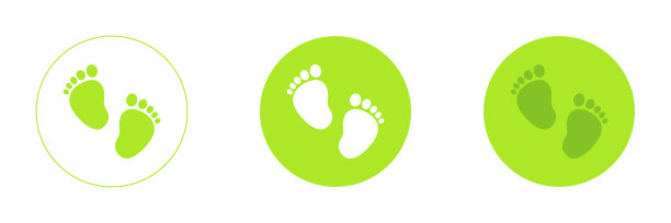 绿色符号脚印按钮图标设计，矢量插图设置图片下载