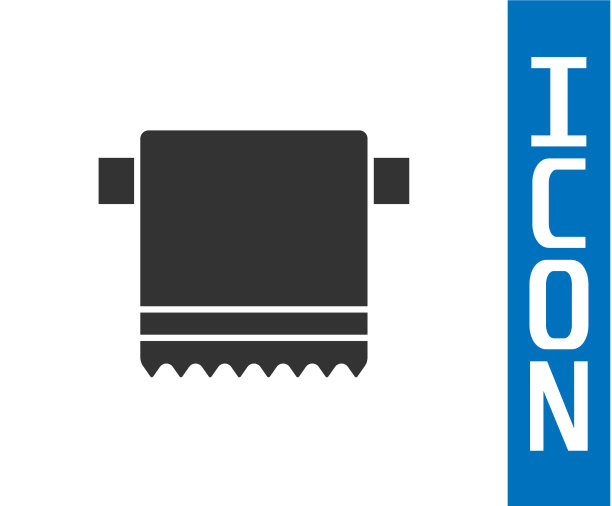 灰色毛巾在衣架图标孤立在白色图片下载