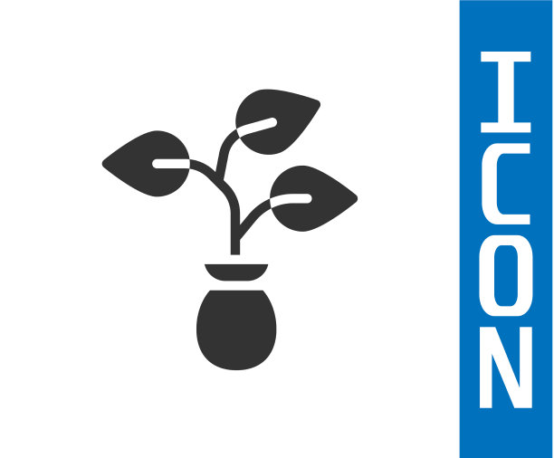 灰色植物图标孤立在白色背景种子图片下载