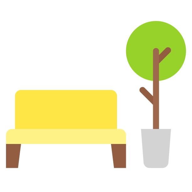 长凳和树的图标，超市和购物中心相关的矢量图片下载