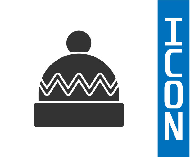 灰色的冬天帽子图标孤立在白色的背景图片下载