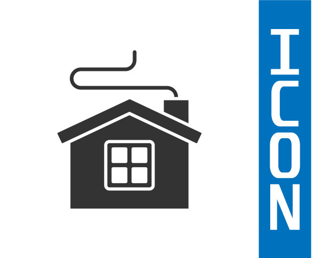 灰色快乐的圣诞屋图标孤立在白色图片下载