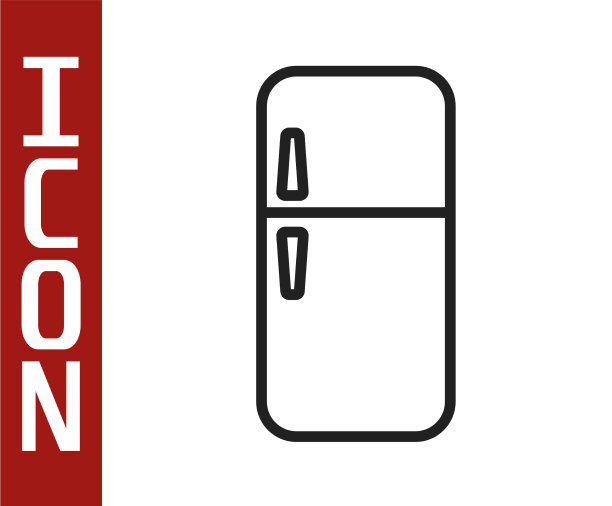 冰箱图标上的黑线被隔离在白色上图片下载