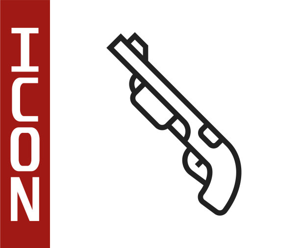 黑线警察猎枪图标孤立在白色图片下载