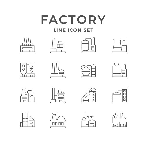工厂或车间线性图标集图片下载
