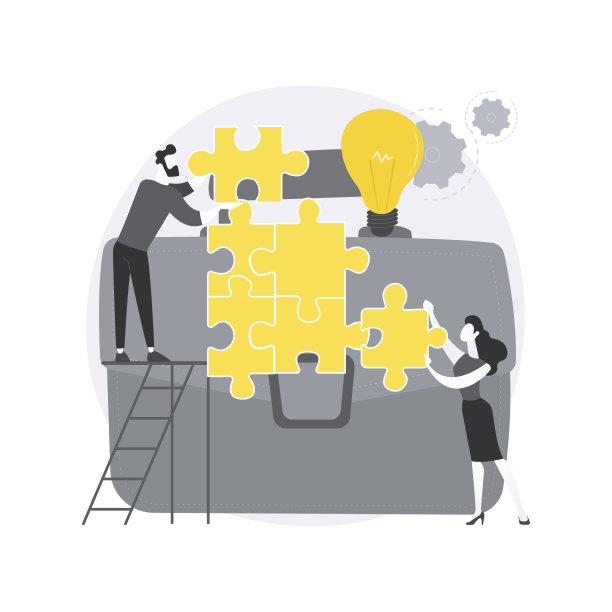 协作抽象概念矢量插图。图片下载
