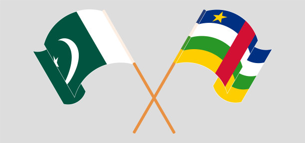 交叉挥舞的巴基斯坦和中非共和国国旗图片下载