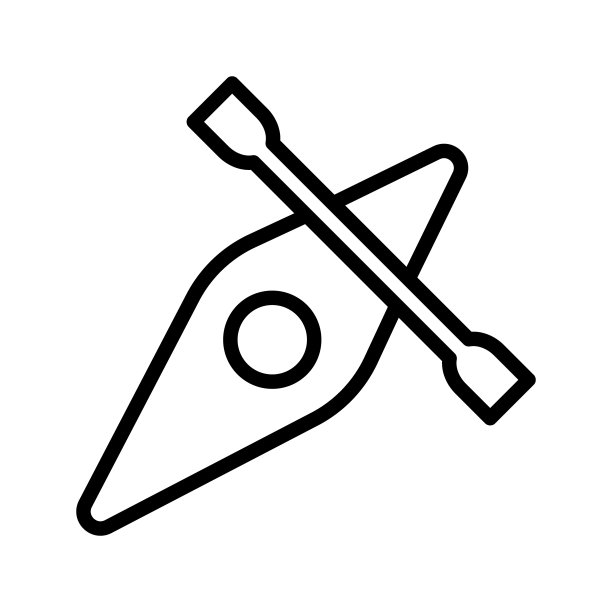 皮划艇的平线图标。皮艇，独木舟，水上极限运动，河流漂流矢量插图。为网站设计、标志、应用程序和商店勾勒标志图片下载