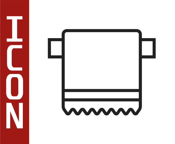 黑色线毛巾在衣架图标孤立在白色图片下载