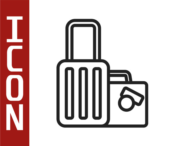 黑线旅行箱为旅行图标孤立上图片下载