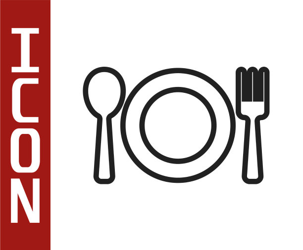 黑线盘叉和刀的图标隔离上图片下载