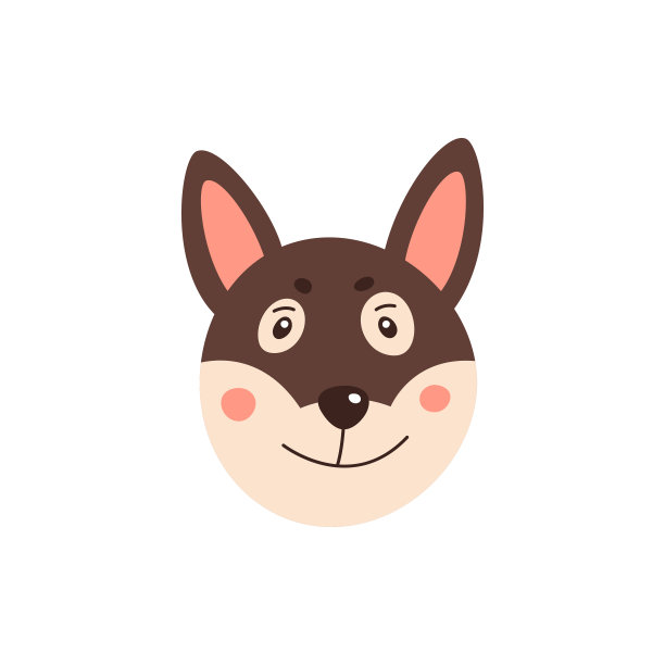 只狗的脸。矢量插图有趣的卡通宠物在时尚的平面风格。孤立在白色图片下载