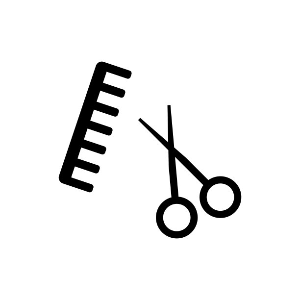 梳子和剪刀在白色的背景。矢量插图的一个简单的标志在一个白色的背景图片下载