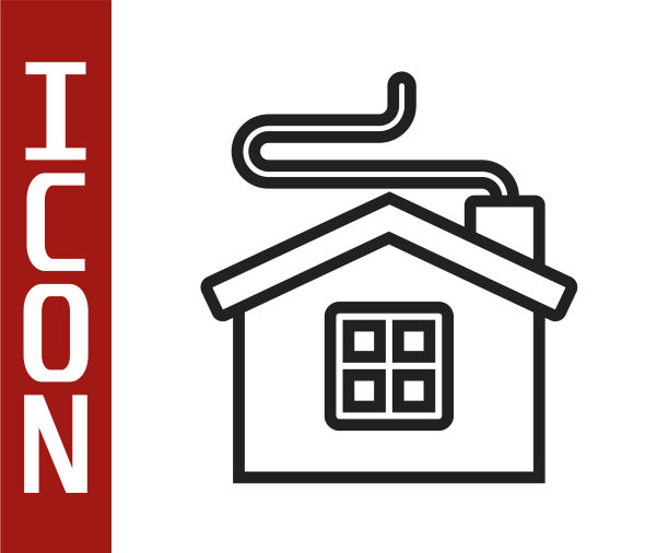 黑色线merry Christmas house图标孤立上图片下载