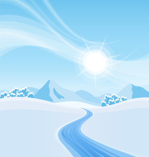 冬季景观与河流和山脉图片下载