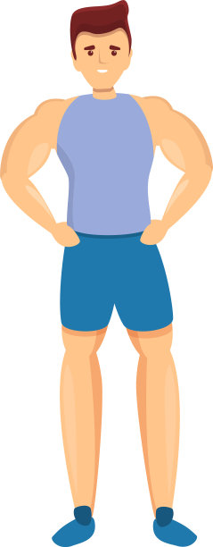 健美运动员健身男孩偶像卡通风格图片下载