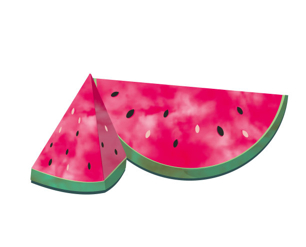 多汁的西瓜片与纹理水彩污点。位图插图，夏季设计的一个元素。图片下载