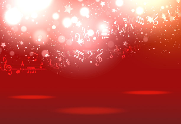音乐的音符和闪烁的酒红色背景图片下载