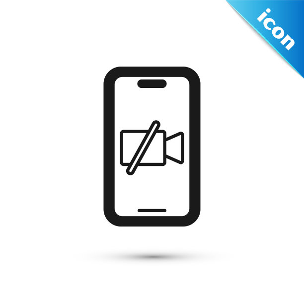 灰色摄像机在移动屏幕关闭图标孤立在白色背景。没有视频。向量图片下载