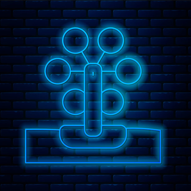 霓虹灯线摩天轮图标孤立在砖墙背景上。游乐园。儿童娱乐游乐场、游憩公园。向量图片下载